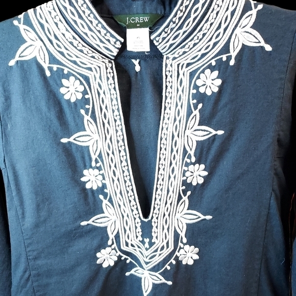 J.Crew tunic top embroidered XS Navy - Picture 5 of 10